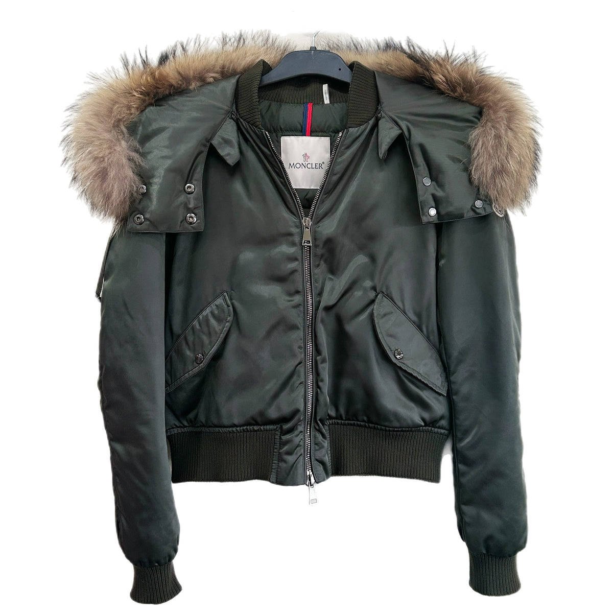MONCLER - Eulimene Green Hooded Crop Jacket Sz 0