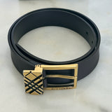 BURBERRY - Brown & Gold Leather Belt Sz 80