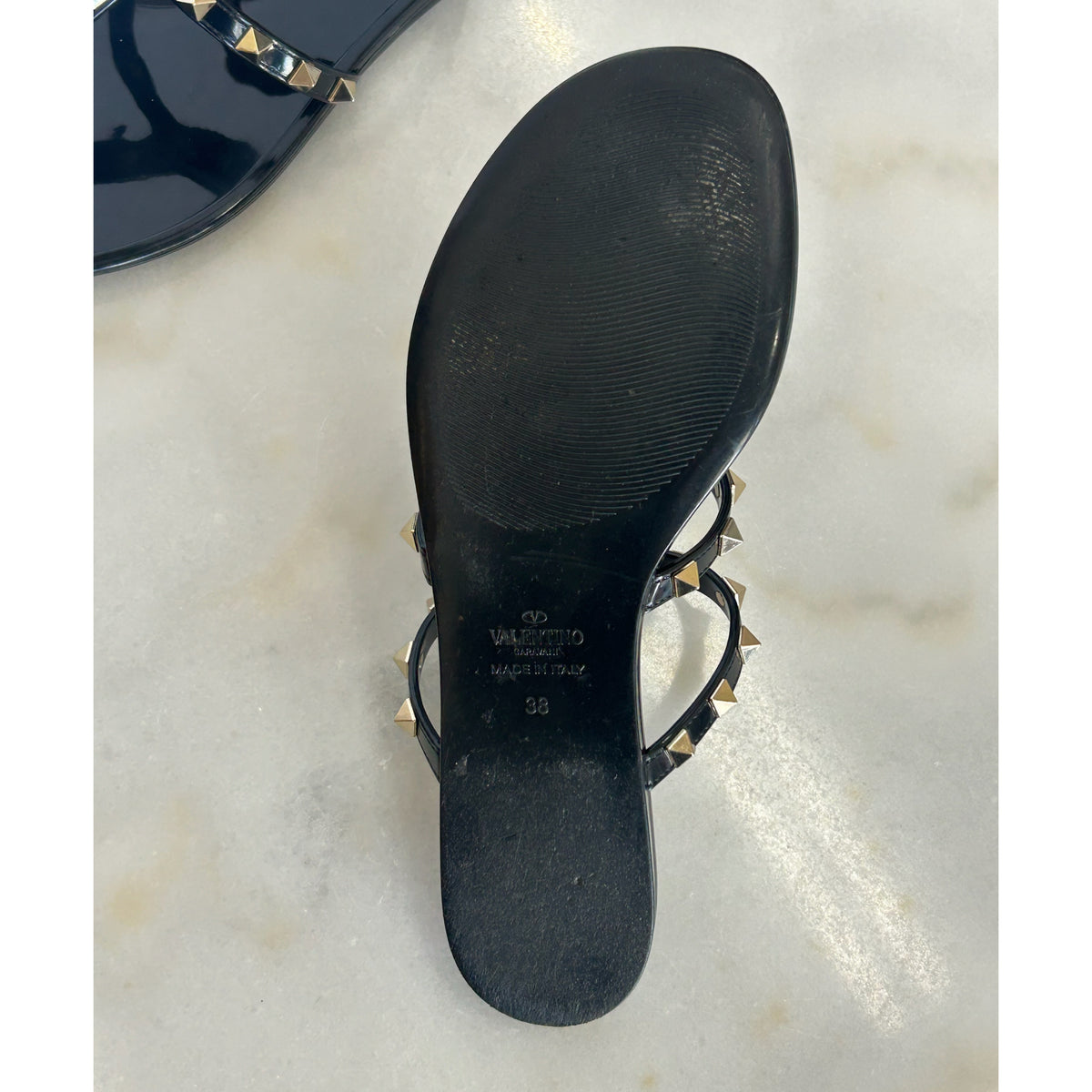 VALENTINO - Rockstud Rubber Sandals Sz 38
