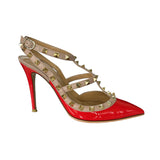 VALENTINO - Rockstud Ankle Strap Pumps Red Sz 37.5