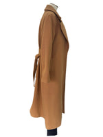 BLANCA VITA - Wide-Lapel Belted Coat in Camel Sz L