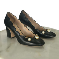 GUCCI - Pearl & Scalloped Edge Block Heels Sz 37.5 EU