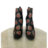 Alexander McQueen - Black Leather Floral Studded Boots Sz 38