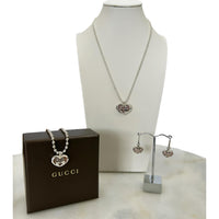 GUCCI - Love Britt Interlocking GG Heart - Silver & Opal Set