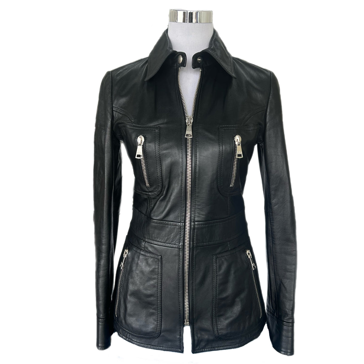 DOLCE & GABBANA - Lamb Leather Black Jacket Sz S / IT 40