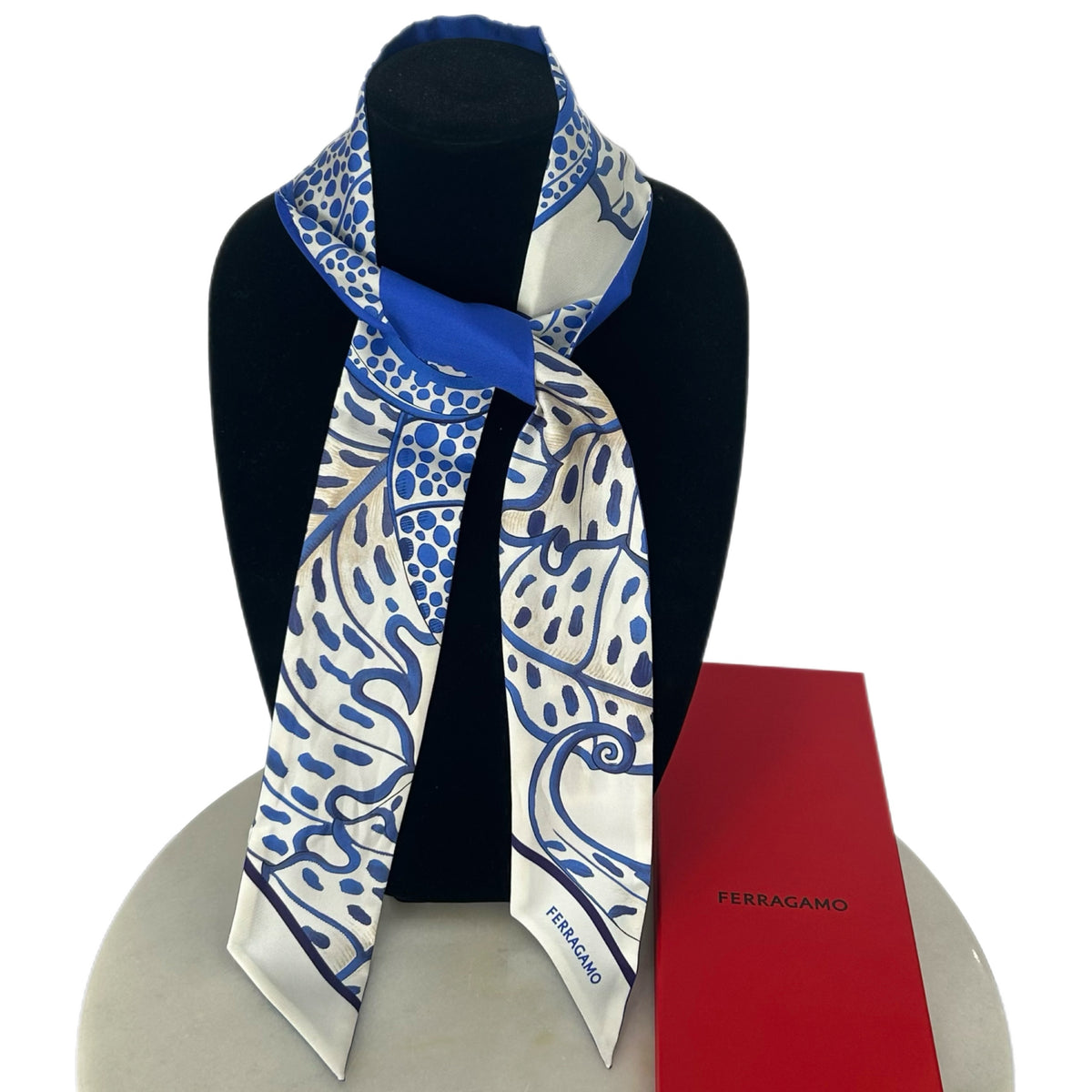 FERRAGAMO - Foliage Print Silk Twill Scarf