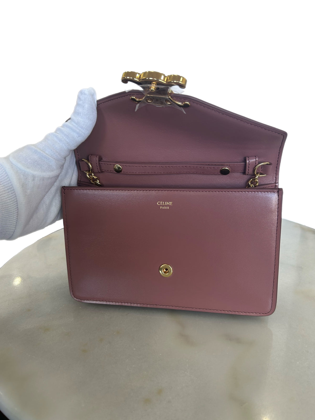 CELINE - Wallet on Chain Margo - Vintage Rose
