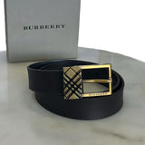 BURBERRY - Brown & Gold Leather Belt Sz 80