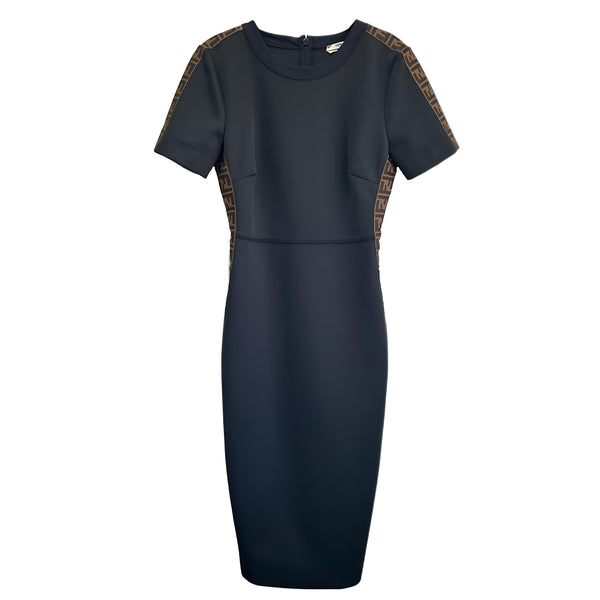 FENDI - FF Motif Black Dress Sz 38