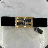 FENDI - Gold FF Buckle - Black Velvet Waist Belt
