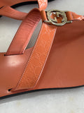 GUCCI - Leather GG Guccissima Coral/ Orange Sandals Sz 37