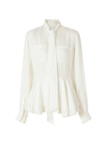 BURBERRY - Leah Silk Tie-Neck Peplum Blouse Sz 6-8