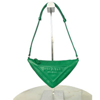 PRADA - Green Leather Triangle Shoulder Bag
