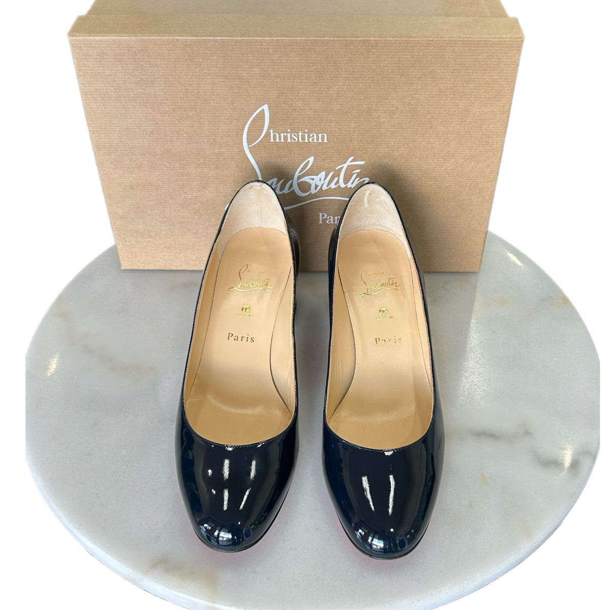 CHRISTIAN LOUBOUTIN - Miss Sab 55mm Marine Block Heels Sz 39
