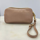 MIU MIU - Pink Leather Studded Double Zip pouch