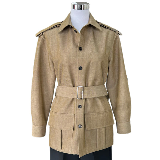 BURBERRY - Safari Wool Shirt Jacket Sz IT 44