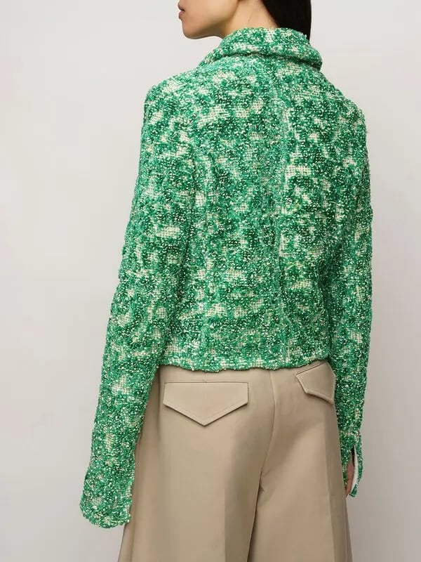BOTTEGA VENETA - Abstract Chenille Boucle Green Jacket Sz 44
