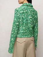BOTTEGA VENETA - Abstract Chenille Boucle Green Jacket Sz 44