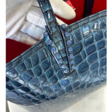 CHRISTIAN LOUBOUTIN - Blue Alligator Embossed Cabata Tote