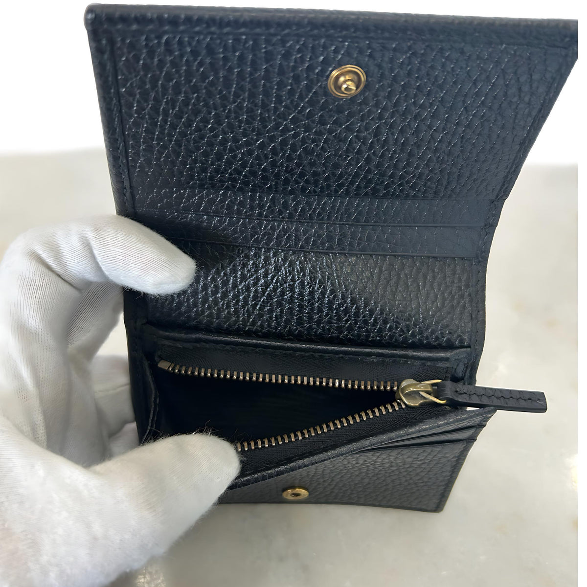 GUCCI - Butterfly Compact Leather Wallet