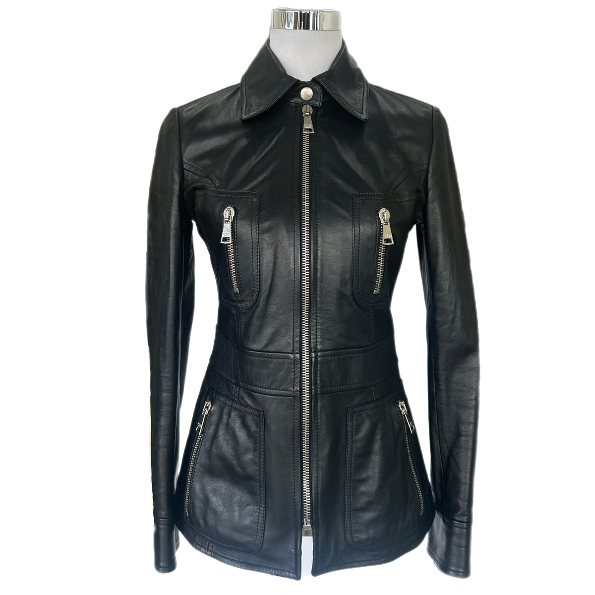 DOLCE & GABBANA - Lamb Leather Black Jacket Sz S / IT 40