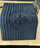 TORY BURCH - Fleming Blue Velvet Crossbody Bag