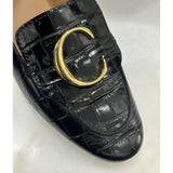 CHLOE - Black Croc C Loafers Sz 38