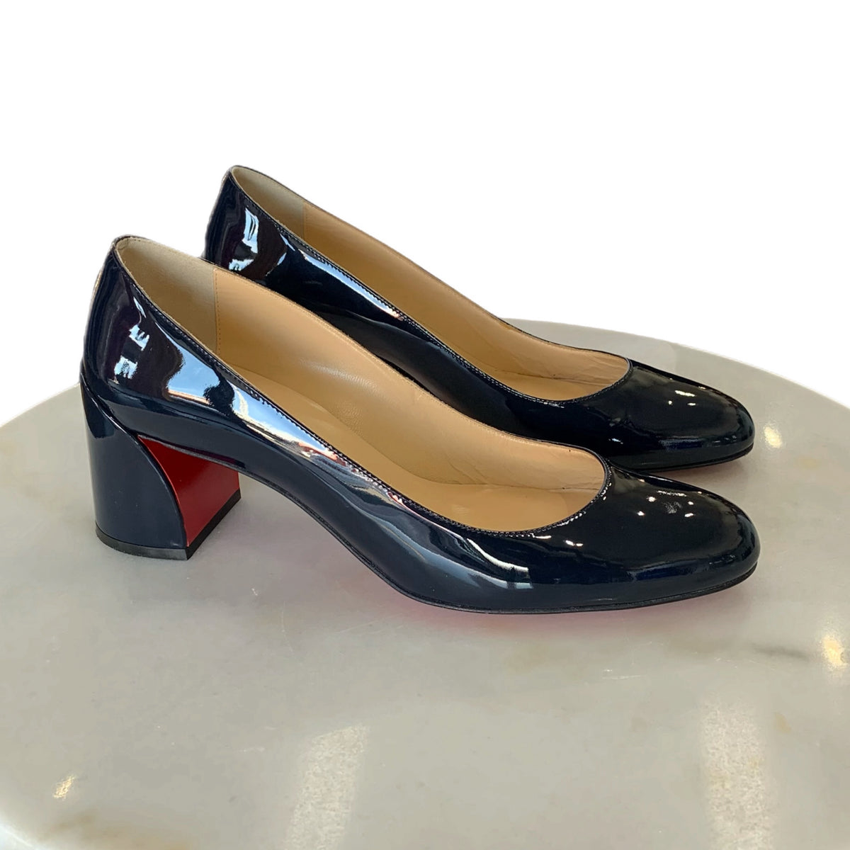 CHRISTIAN LOUBOUTIN - Miss Sab 55mm Marine Block Heels Sz 39