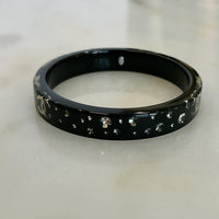 CHANEL - Black Resin Crystal CC Bangle