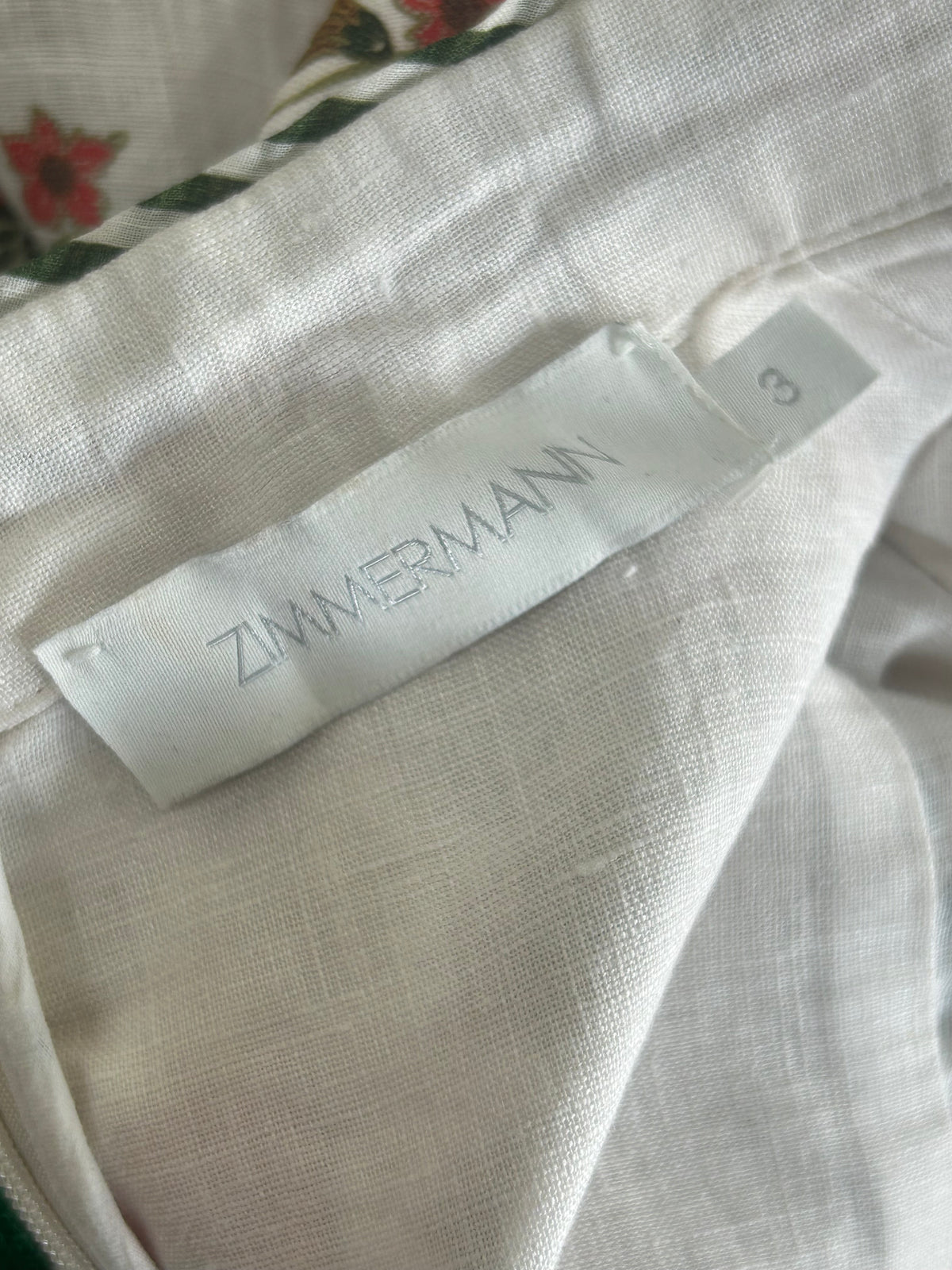 ZIMMERMANN - Empire Batik Floral Linen Dress Sz 3