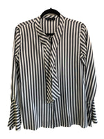 ETRO - Striped Silk Tie Neck Blouse Sz 46