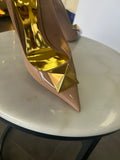 VALENTINO - One Stud Patent Leather Rose Cannelle Pumps 38.5