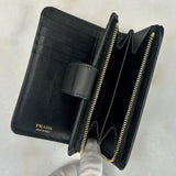 PRADA - Black Saffiano Compact Wallet