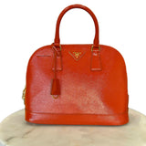PRADA - Saffiano Orange Vernis Dome Bag