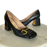 GUCCI - Black Mid-Heel Pump with Horsebit Sz 38.5