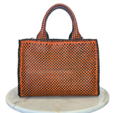 PRADA - Madras Woven Leather Tote Bag