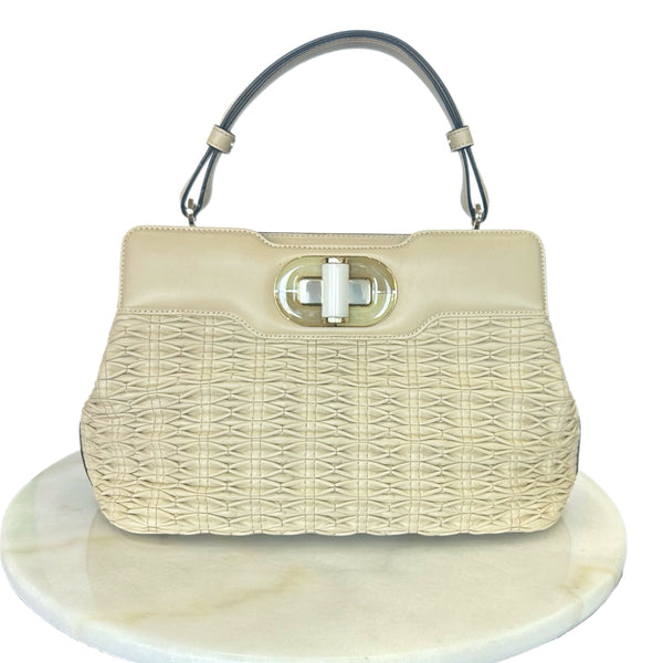 BVLGARI - Isabella Rossellini Cream Leather Bag & Strap