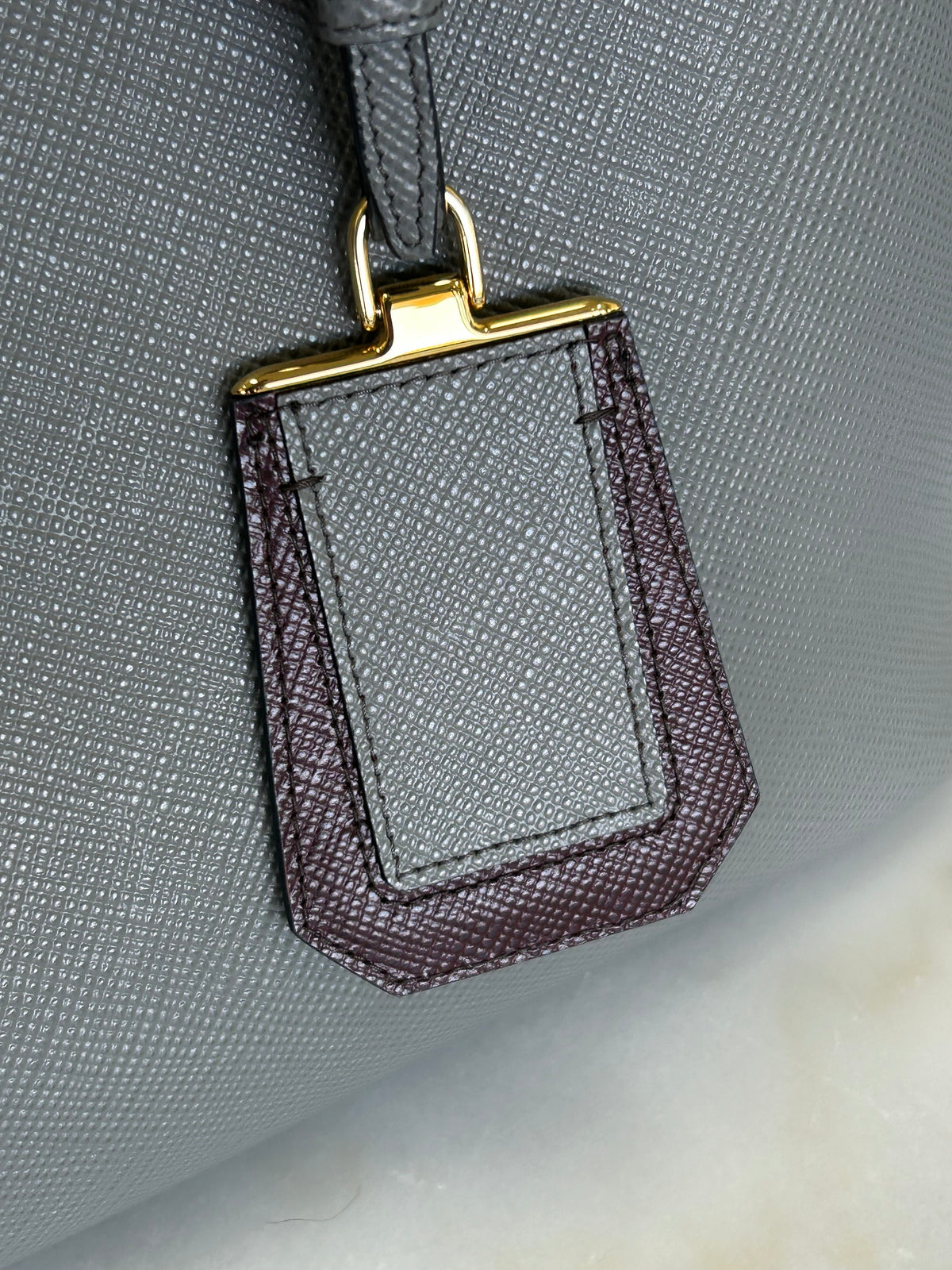 PRADA - Saffiano Double Bag / Grey & Burgundy