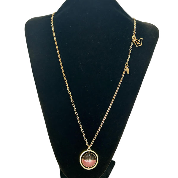 LOUIS VUITTON - Crystal & Wood Sphere Pendant Necklace