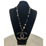 CHANEL - Multi-stone & Resin Oversized CC Pendant Necklace