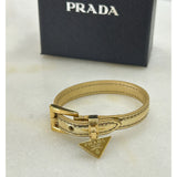 PRADA - Gold Leather Triangle Bracelet