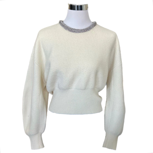 ALEXANDER WANG - Crystal Collar Wool Knit Sweater Sz M