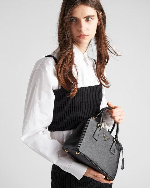 Small Prada Galleria Saffiano Leather Bag 1BA896, Black, One Size