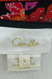 CAMILLA - Midnight Poppy Button Dress With Shaped Waistband Sz S