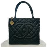 CHANEL - Caviar Medallion Tote Bag in Black