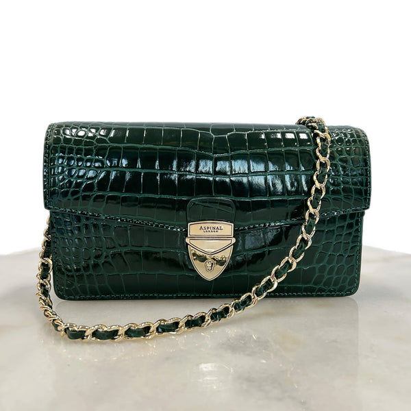 Aspinal of London - Mayfair® 2 Clutch Bag - Evergreen Patent Croc