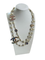CHANEL - Iridescent Enamel & Pearl CC Long Necklace