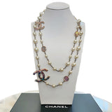 CHANEL - Iridescent Enamel & Pearl CC Long Necklace