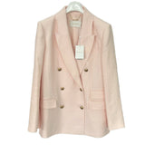 ZIMMERMANN - Crush Double-Breasted Pink Linen Blazer Sz 4