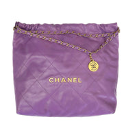 CHANEL 22 Handbag in Purple Leather - Medium